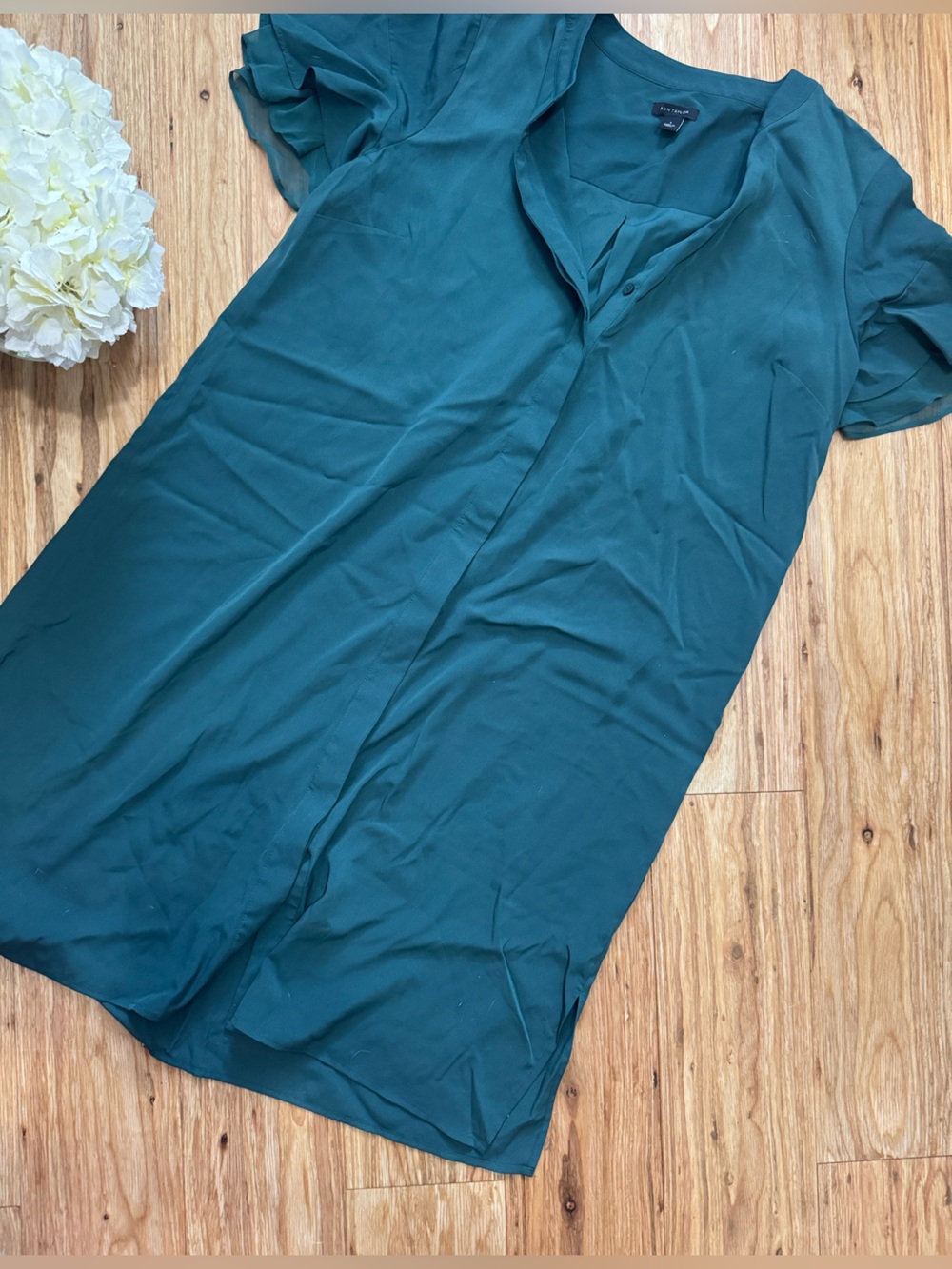 Ann Taylor Teal Button Down Dress